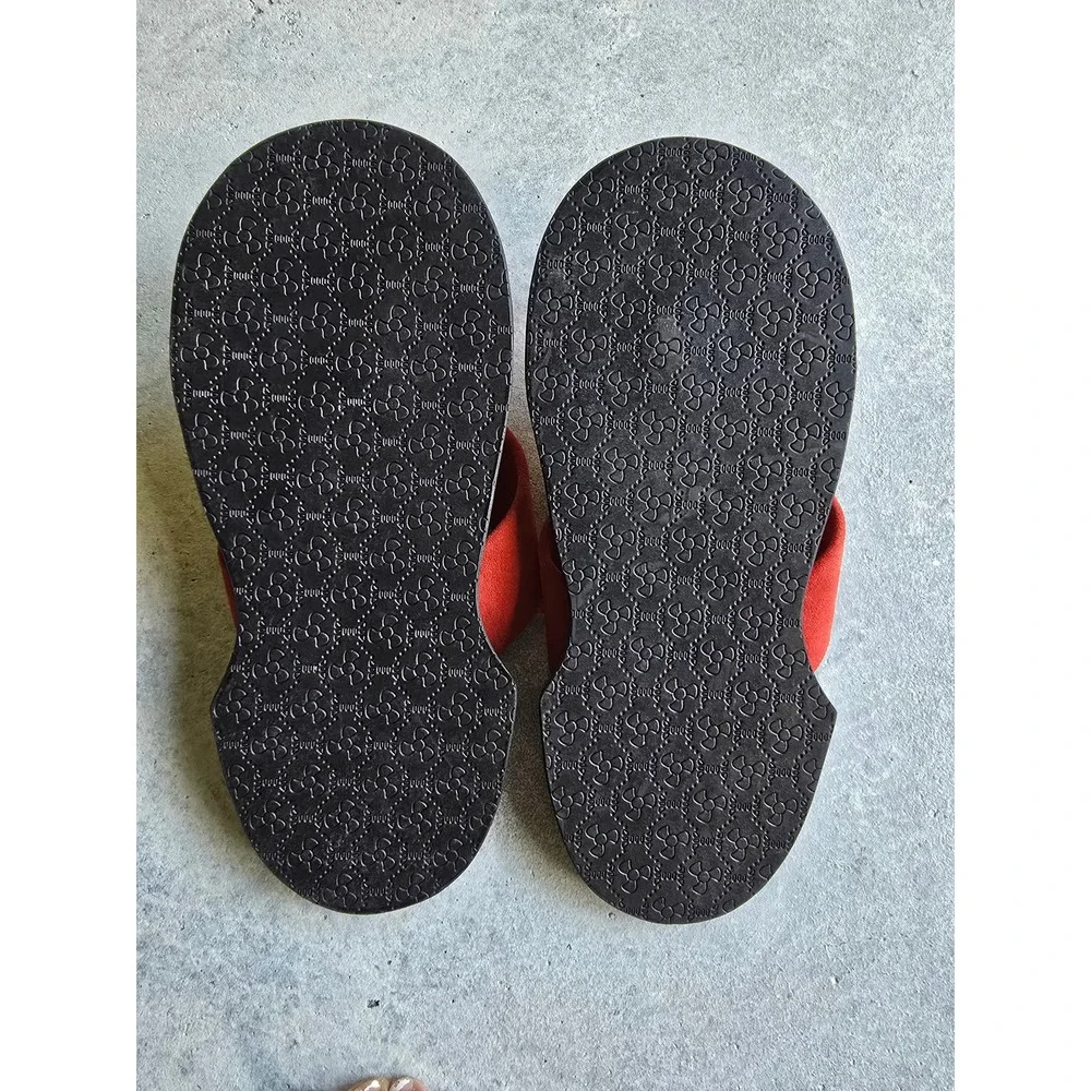 Ahenema Slippers African Royal Thong Sandals Mens Size EU 42 Red Gold Suede